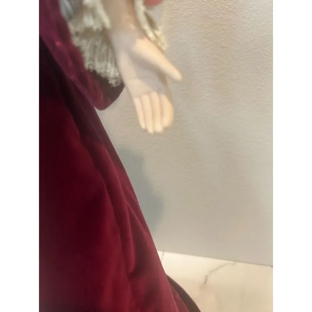 Queen Mary Porcelain Doll 19 Inch Burgundy Dress Repaired Foot